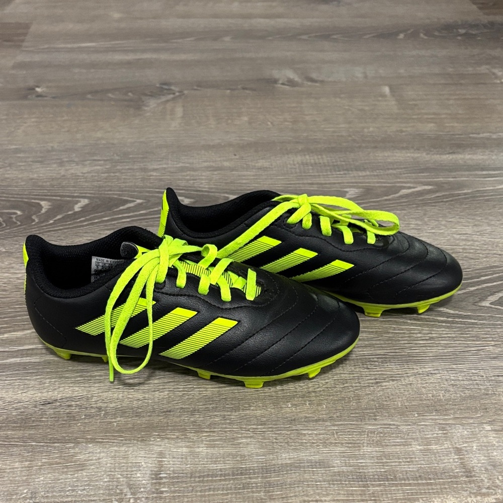 Adidas kids Black and Neon Green Soccer Cleats - size 3